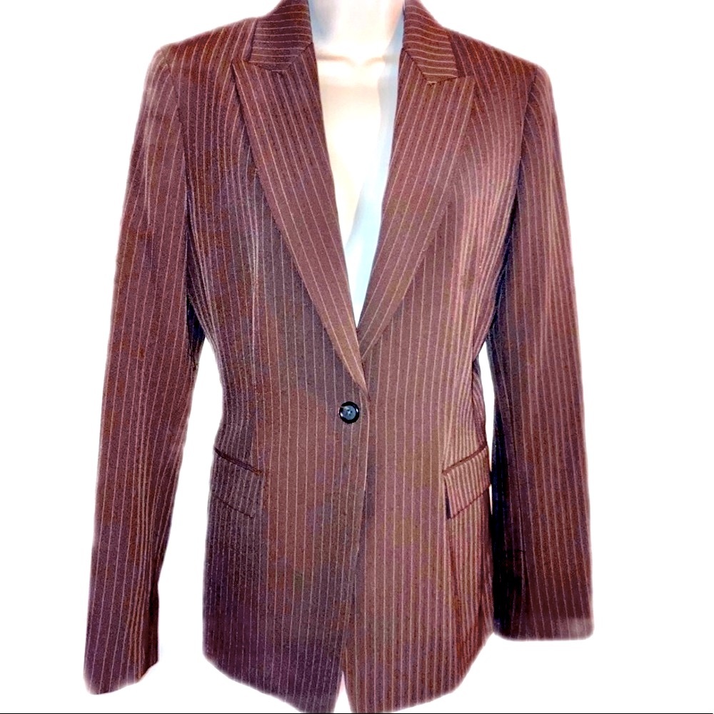 Tahari brown pin-striped blazer, sz 8